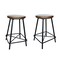 Contemporary Home Living Set of 2 Brown and Black Farmhouse Counter Stools with Tubular Base 24"